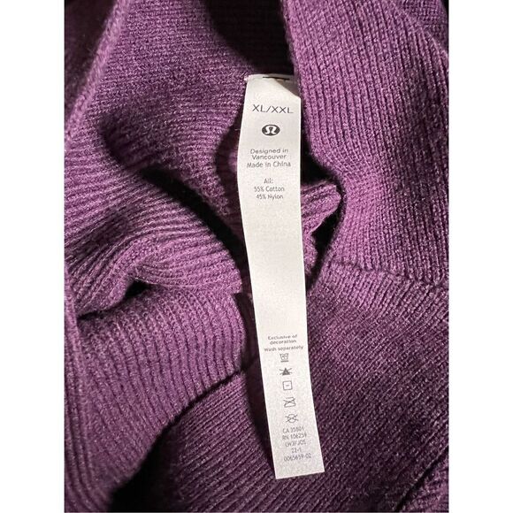 NWT Lululemon Women Ribbed Knit Boxy Cotton-Blend Mock Neck Sweater Purple Size - Picture 4 of 6
